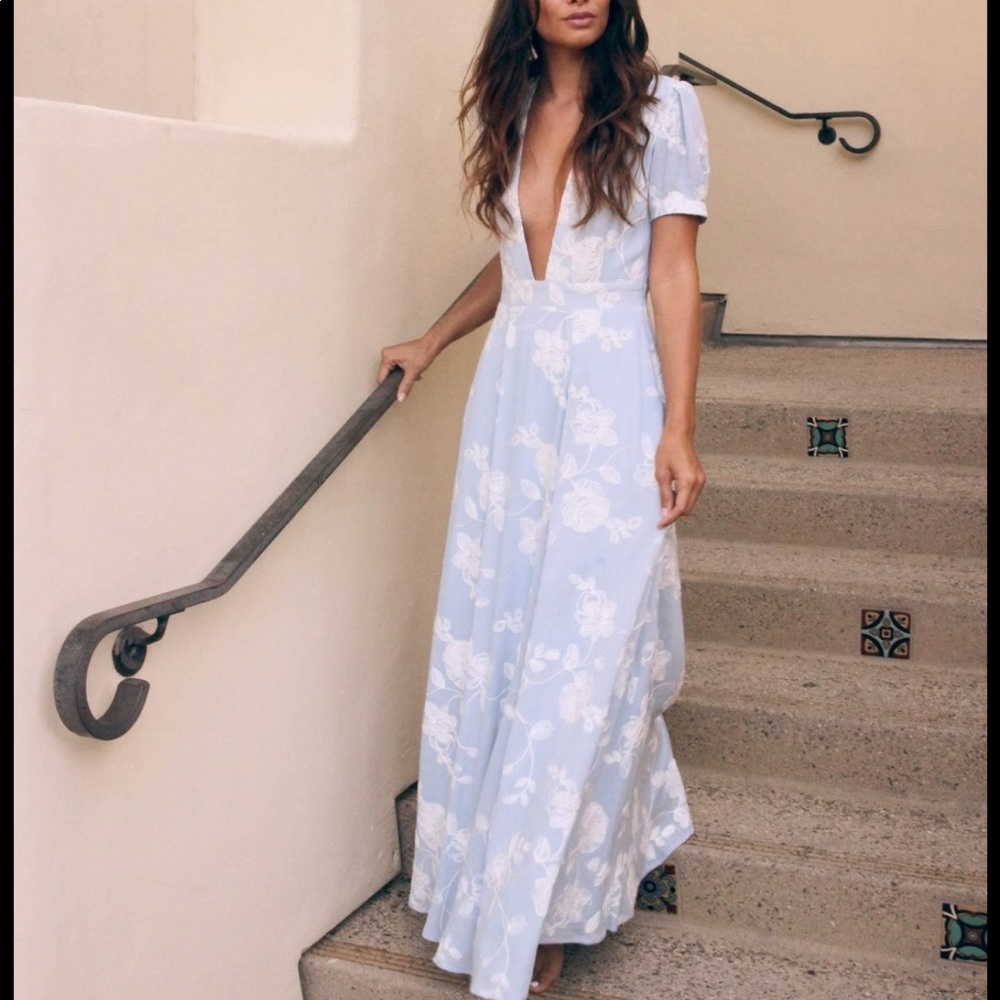 Floral embroidered maxi dress